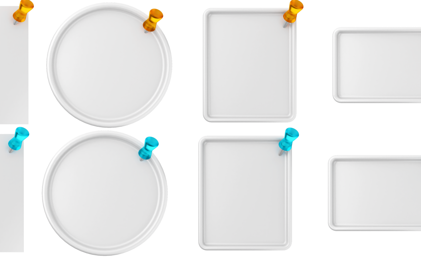 Blank white paper with blue pins on black background png