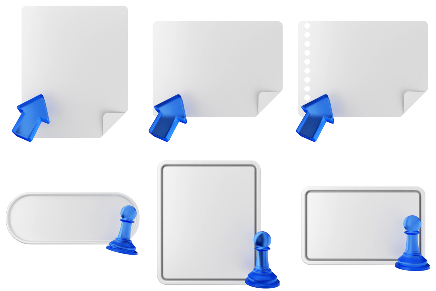 A set of blank paper with blue arrows png