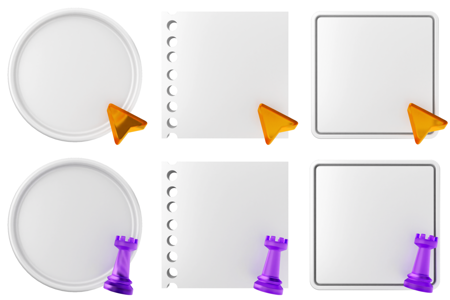 A set of blank paper with a purple arrow and a piece of paper png