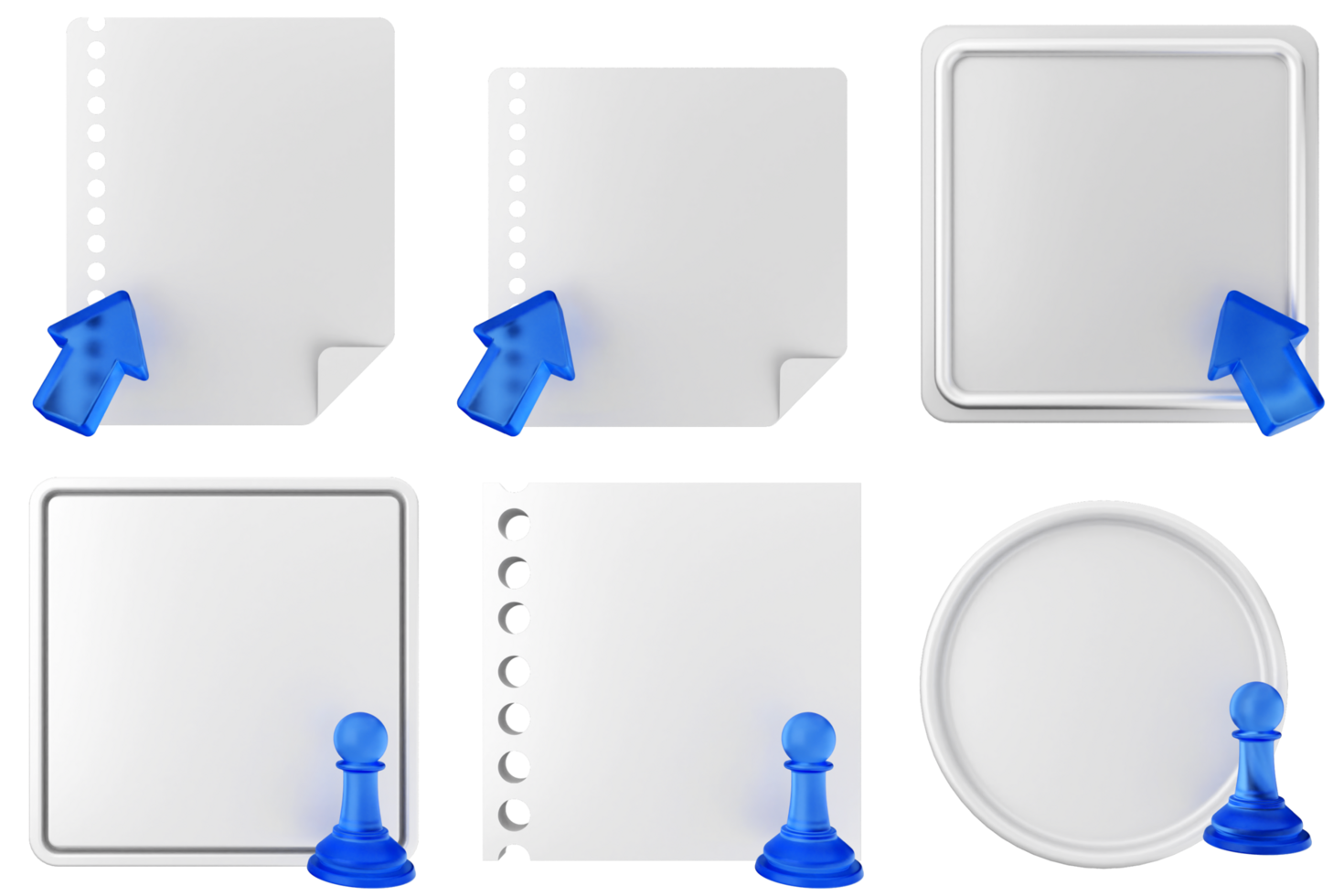 A set of blank paper with blue arrow pointing to the top png