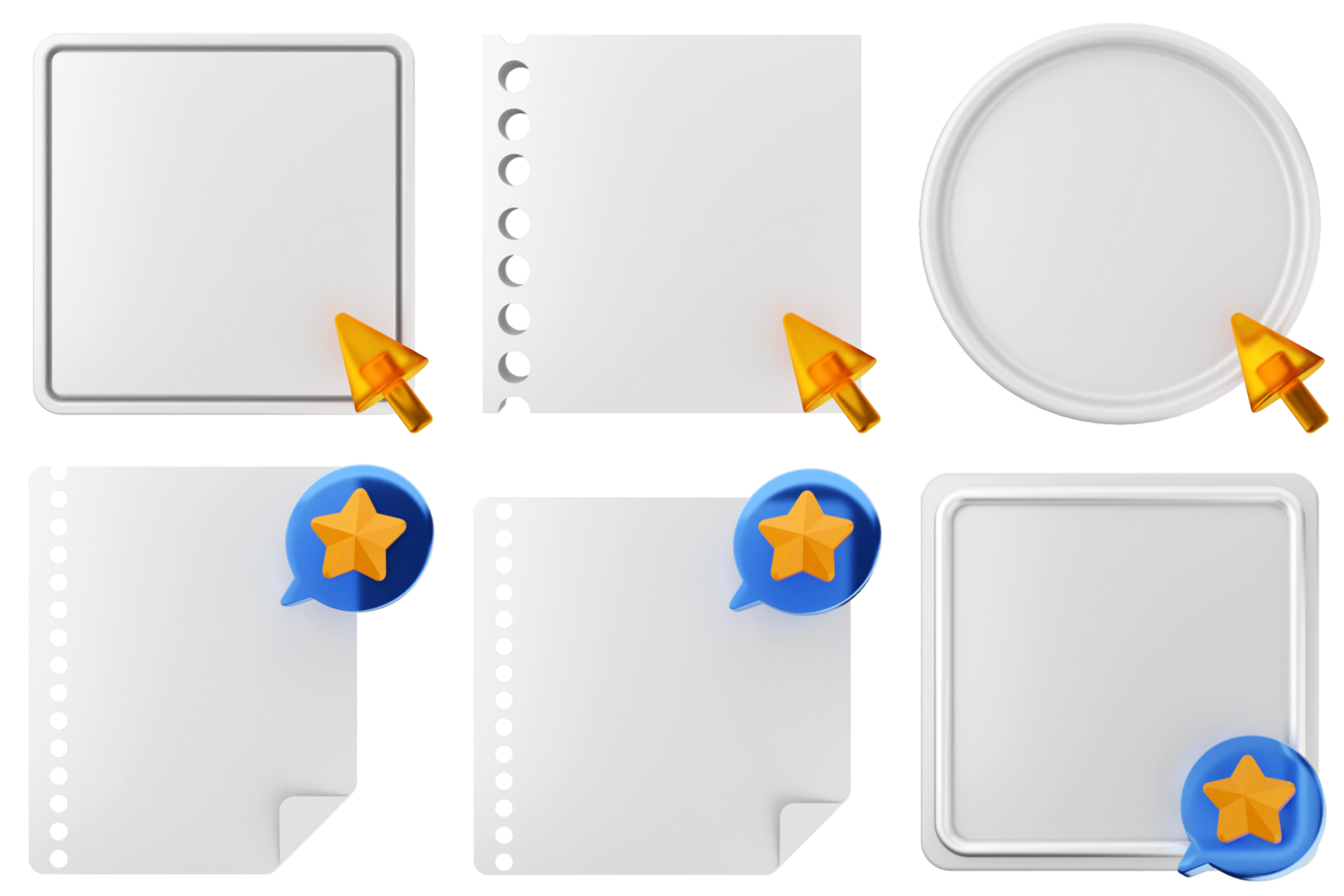 A set of blank paper with stars and a star png