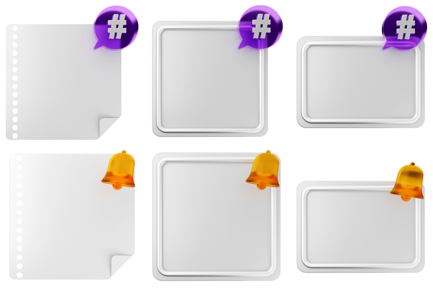 A set of blank paper with a purple ribbon png
