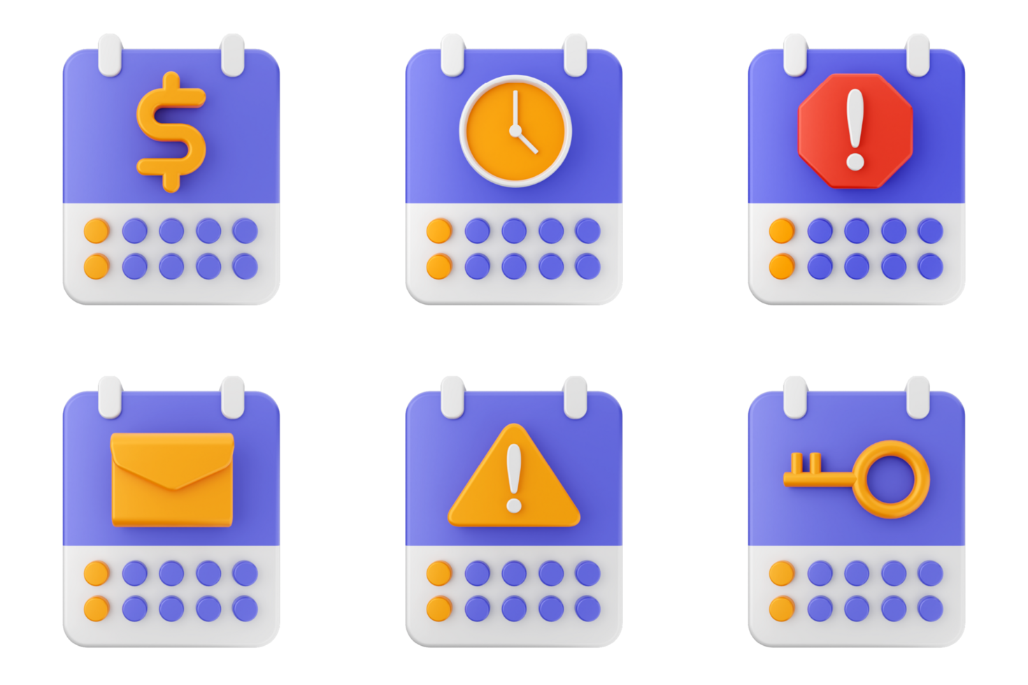 A set of icons for a calendar and other items png
