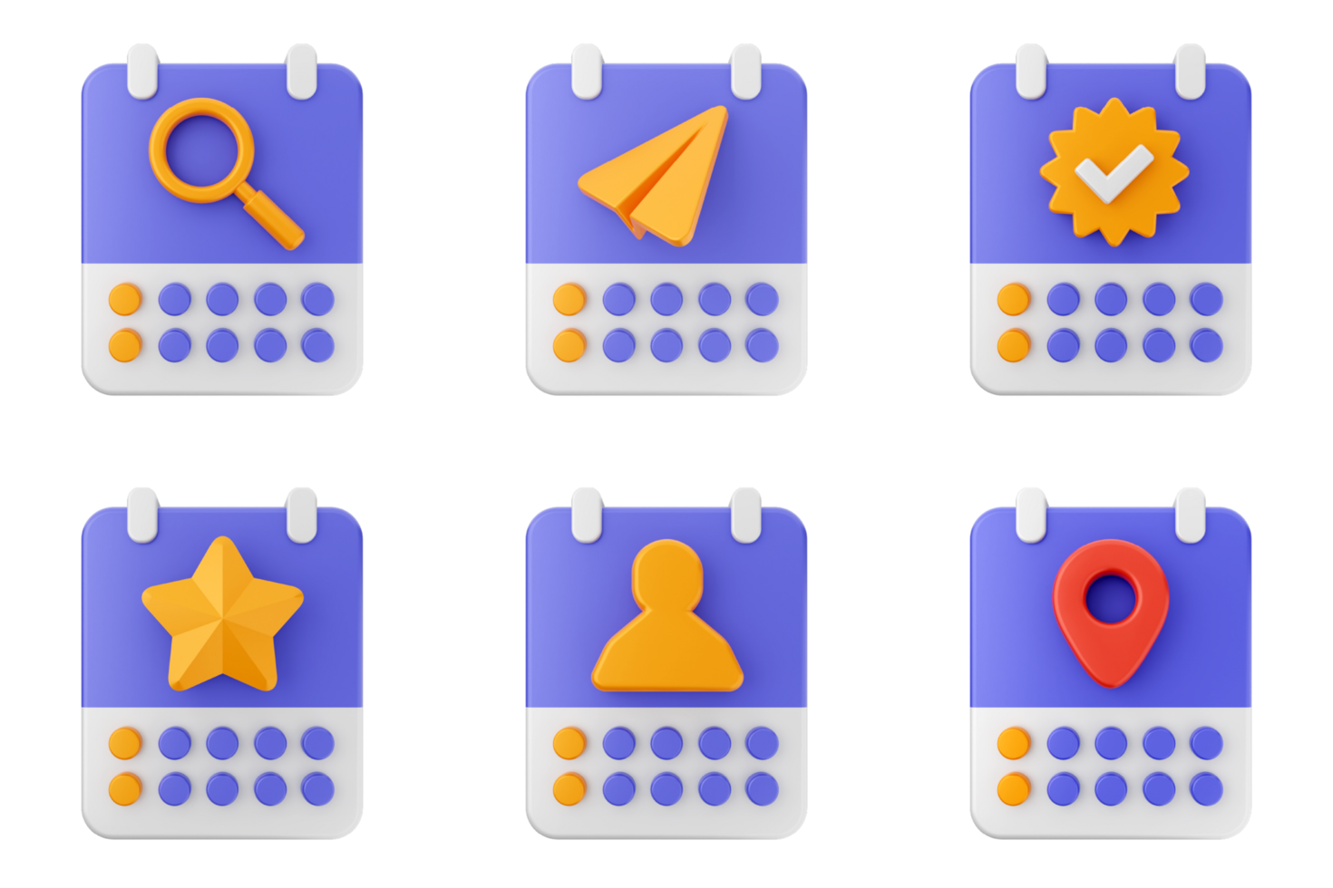 A set of icons for a calendar, map, and other items png