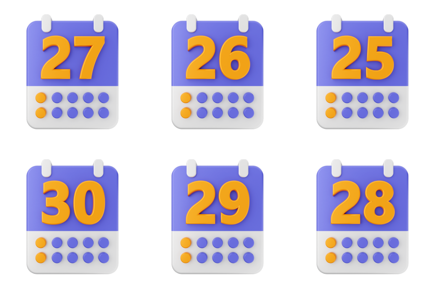 A set of four calendar icons with different dates png