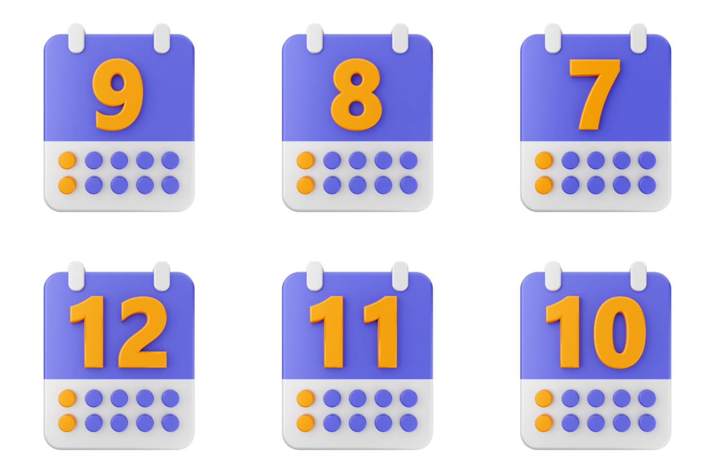A set of four calendar icons with numbers png