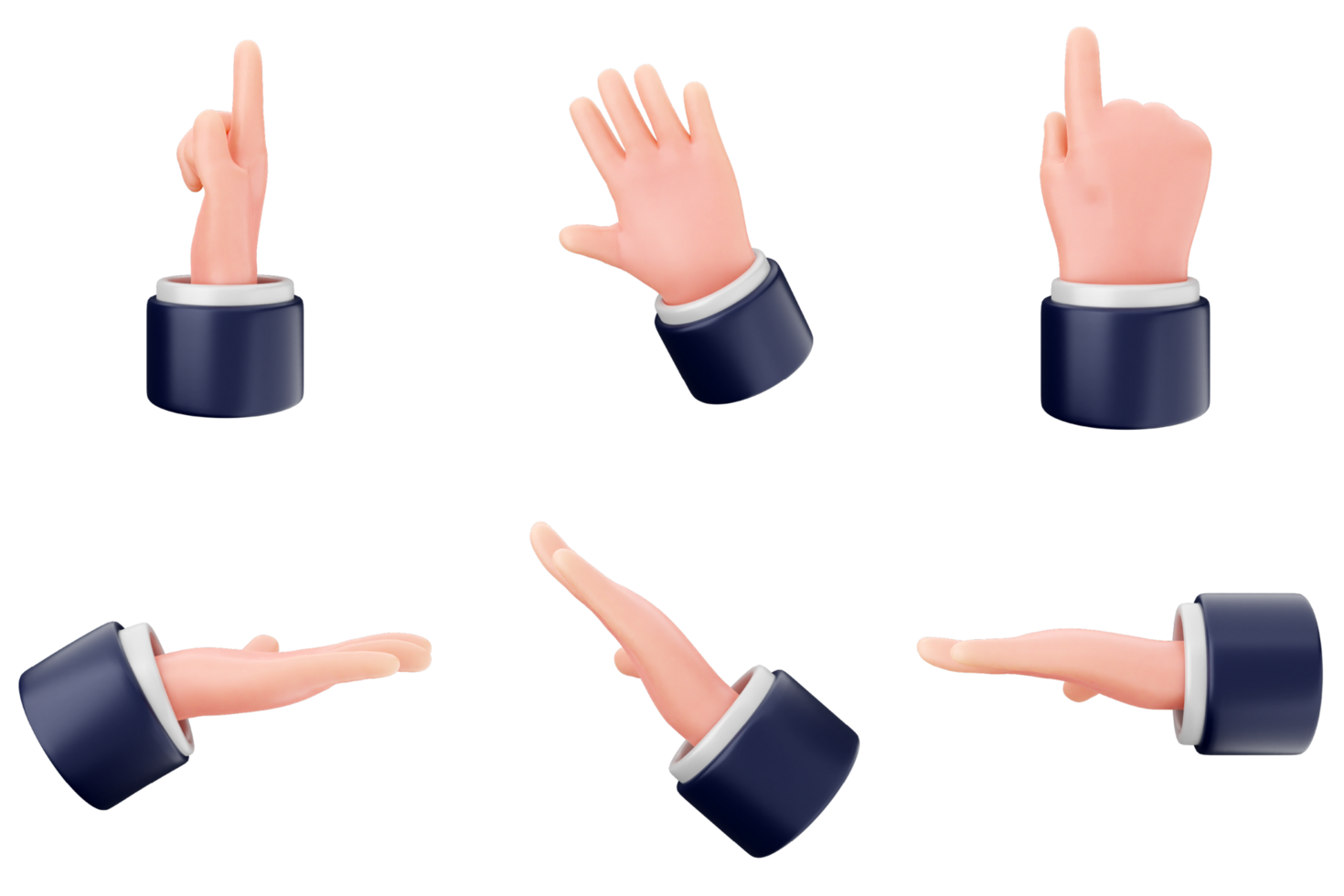 A set of different hand gestures png