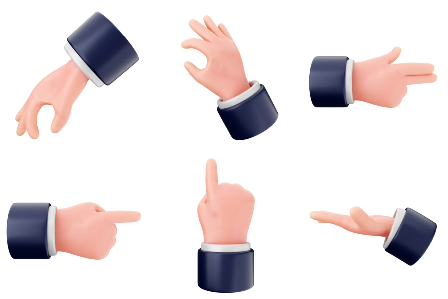 A set of four different hand gestures png