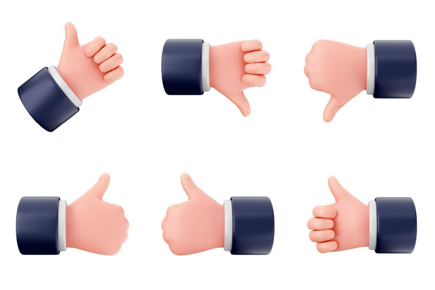 A set of thumbs up and down gestures png