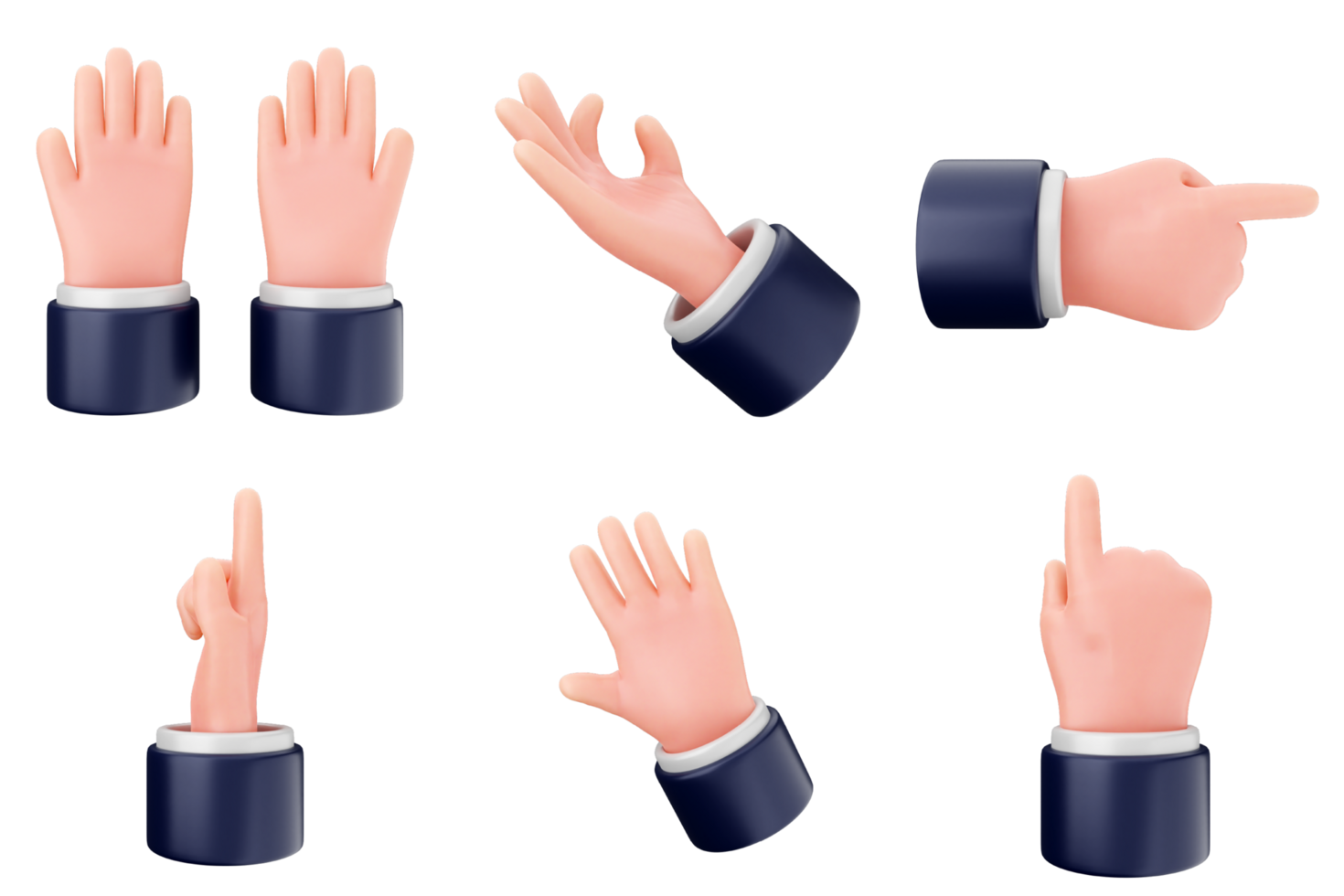 A set of different hand gestures, including a finger pointing png