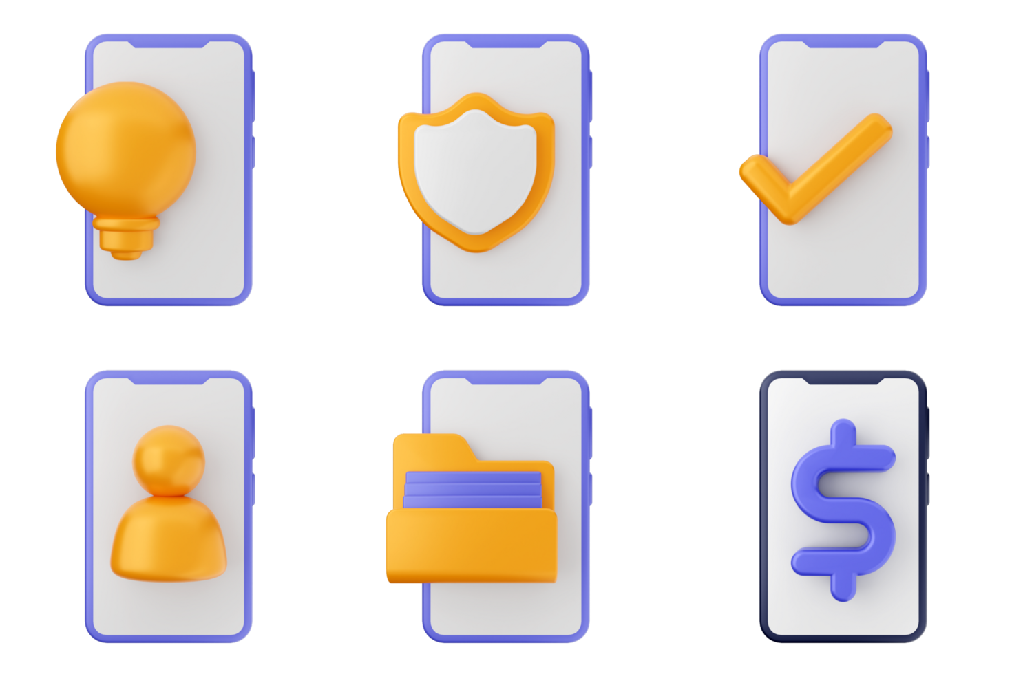 Mobile app icons set png
