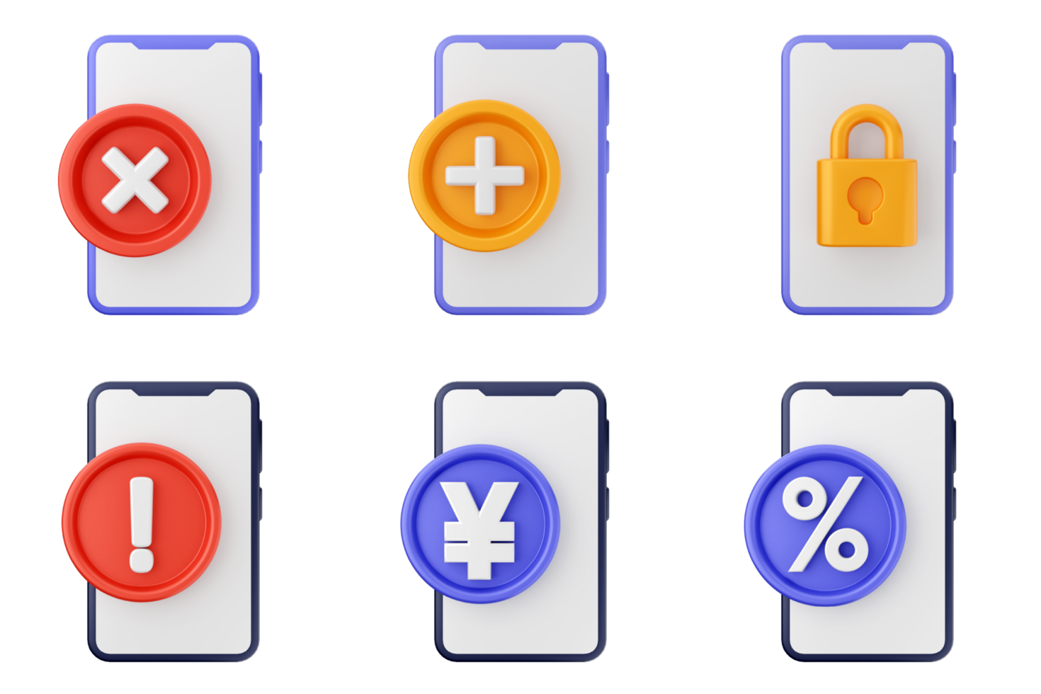 Various icons for mobile phones on a black background png