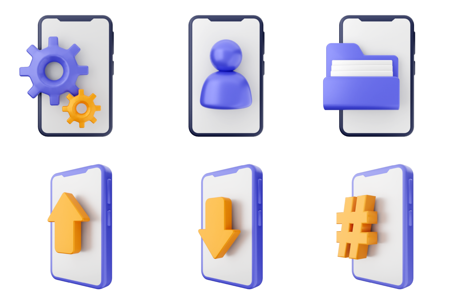 A set of icons for an app on a smartphone png