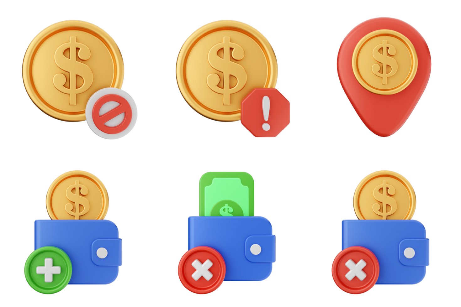 A set of icons that include money, coins, and a wallet png