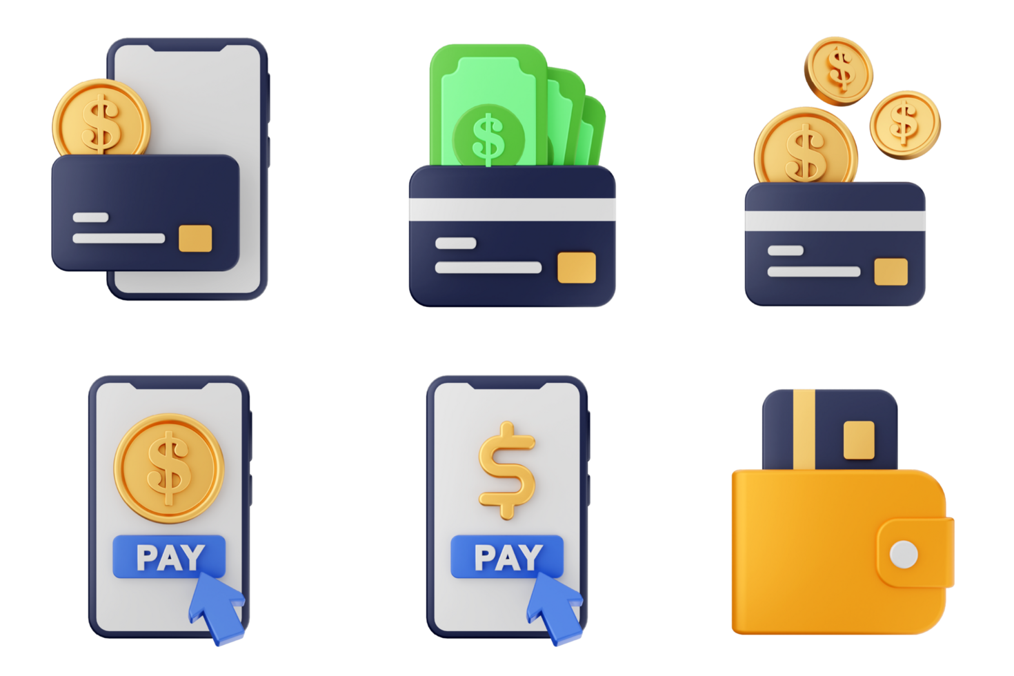 Mobile payment icons set png