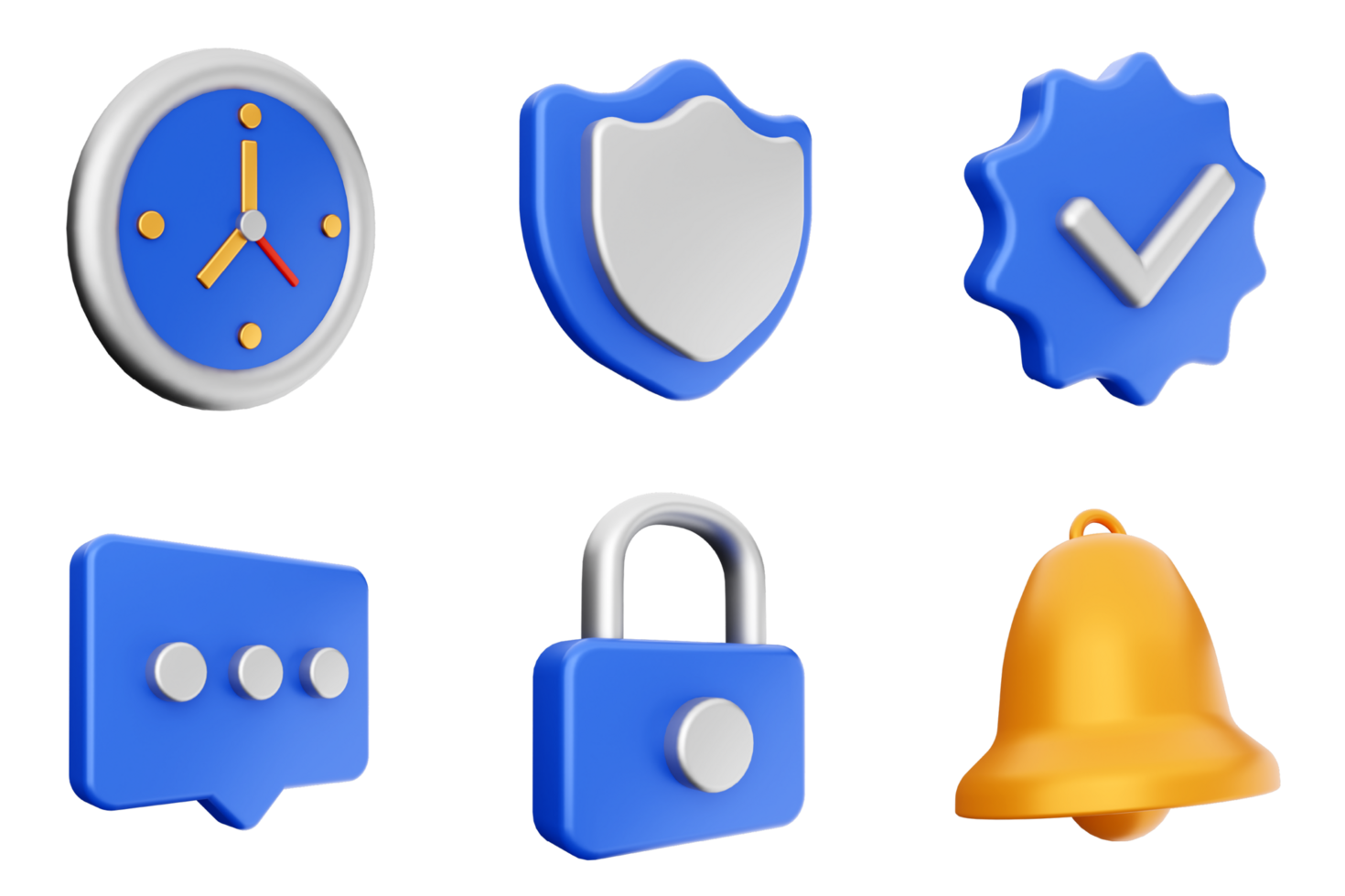 A set of blue and yellow icons on a black background png