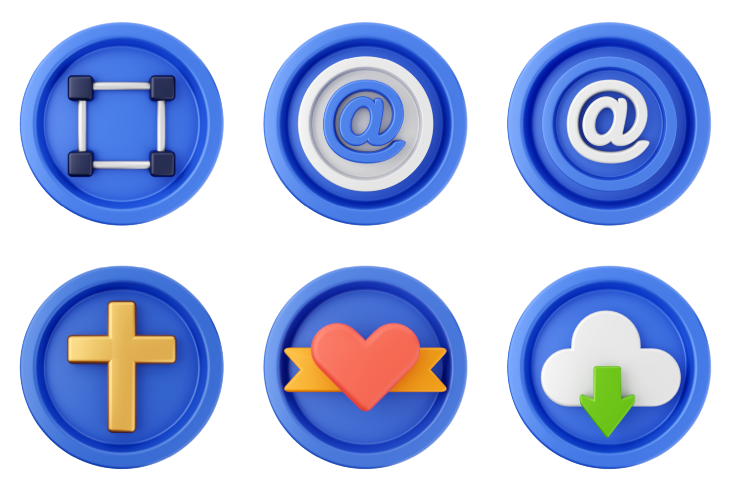 A set of blue buttons with different icons png