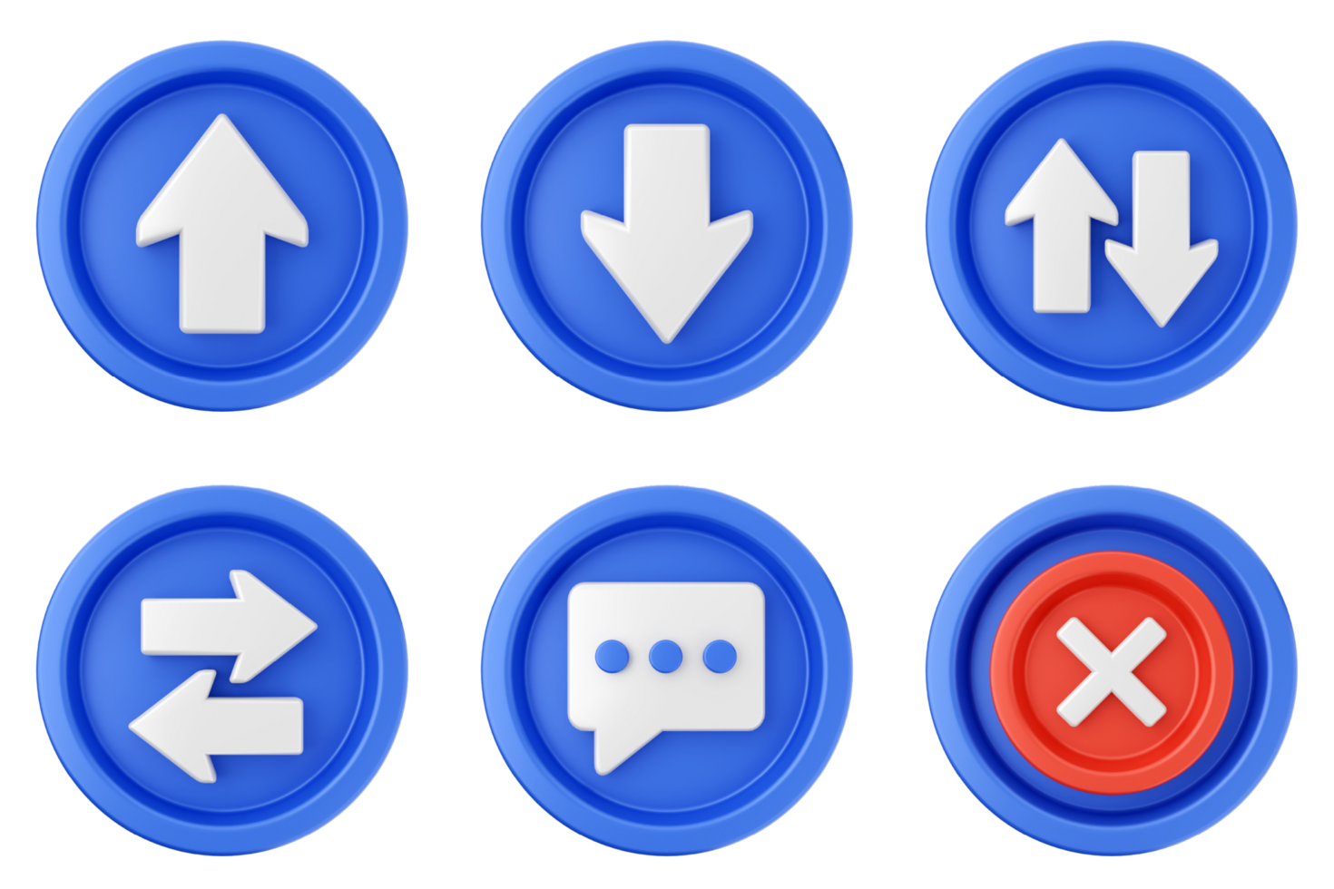 Arrows icons set on blue buttons png
