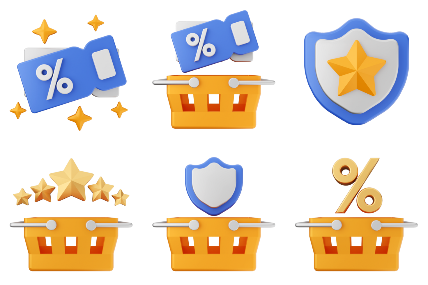 A set of icons for shopping baskets png