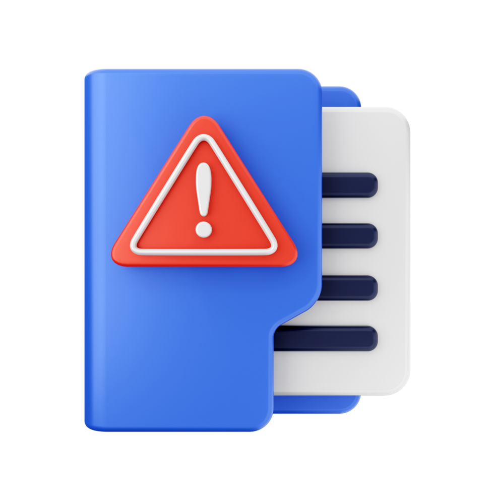 A folder with a warning sign on it png