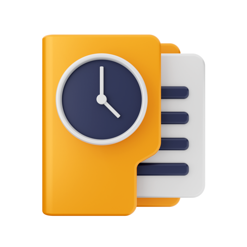 A clock and a folder on a black background png