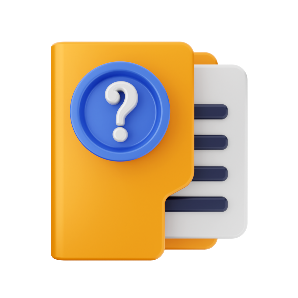 Question mark icon on a folder icon png