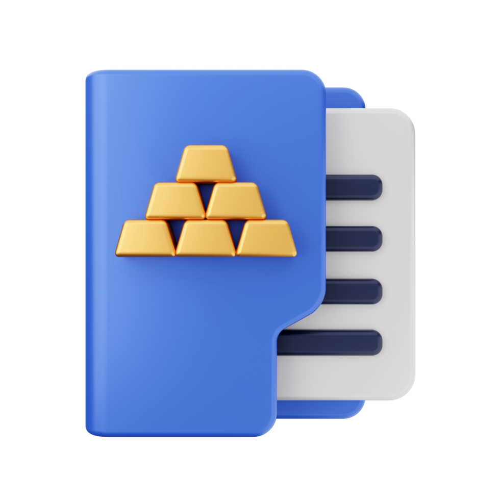 A folder with gold bars on it png