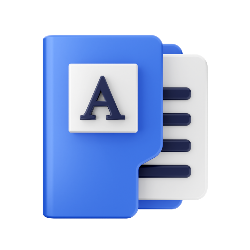 A file icon with the letter a and a blue folder png