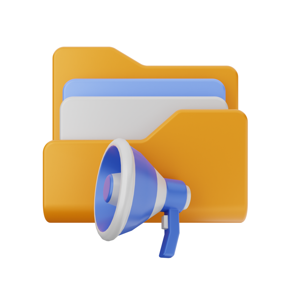 A megaphone and folder icon on a black background png