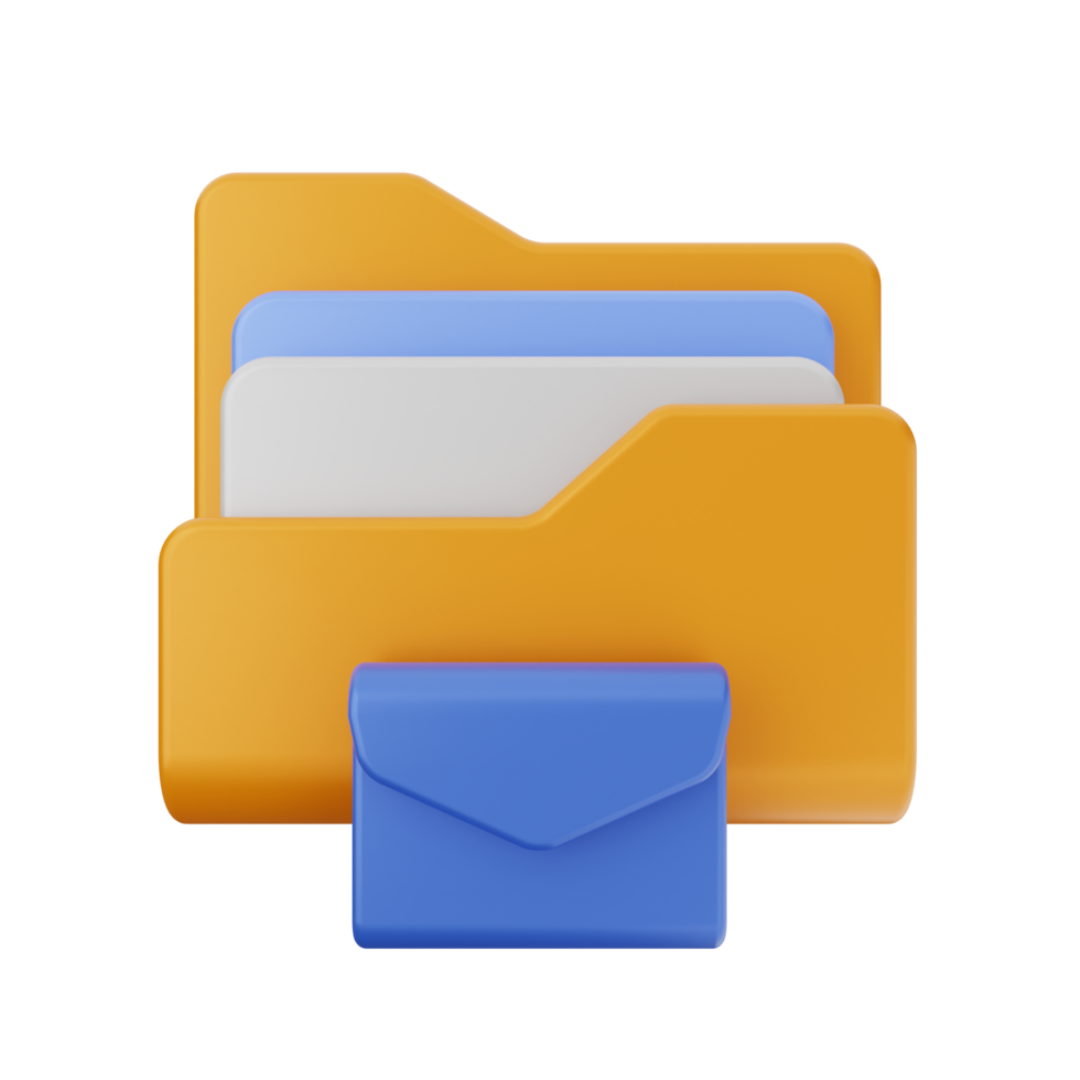 An orange folder with a blue envelope png