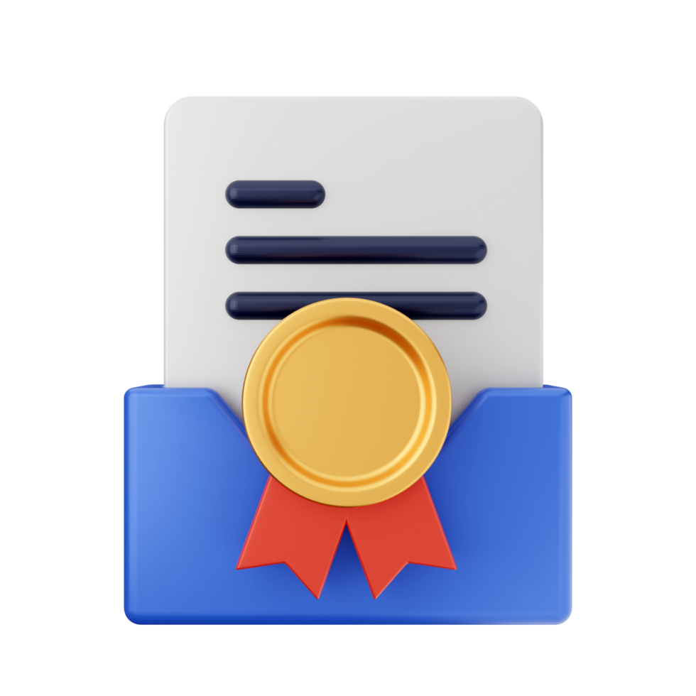 A certificate icon with a red ribbon and a paper document png
