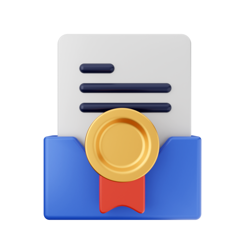 A certificate and a document in a folder png