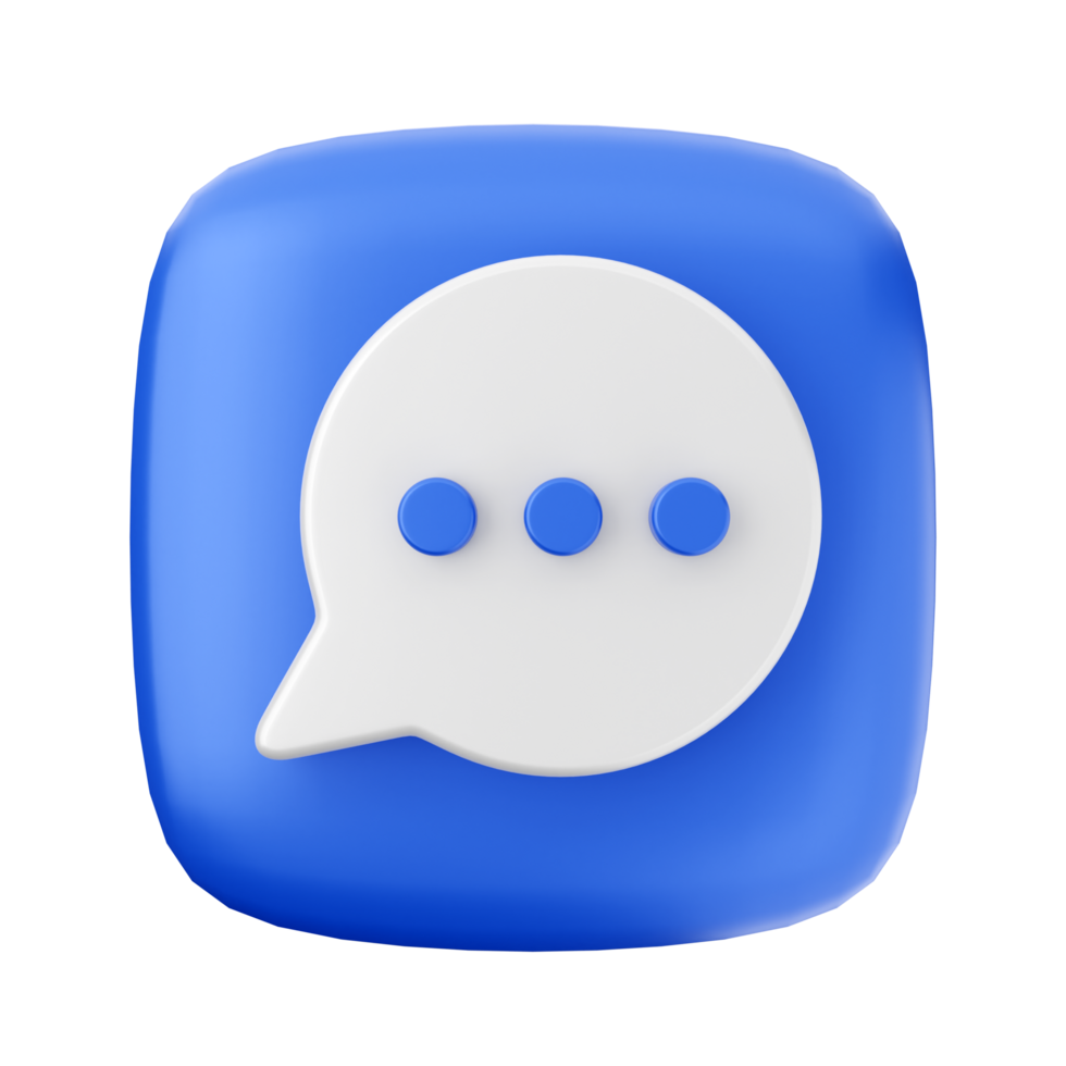 A blue and white chat bubble icon png