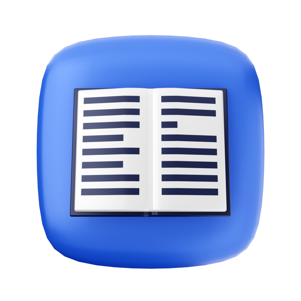 A blue button with an open book on it png