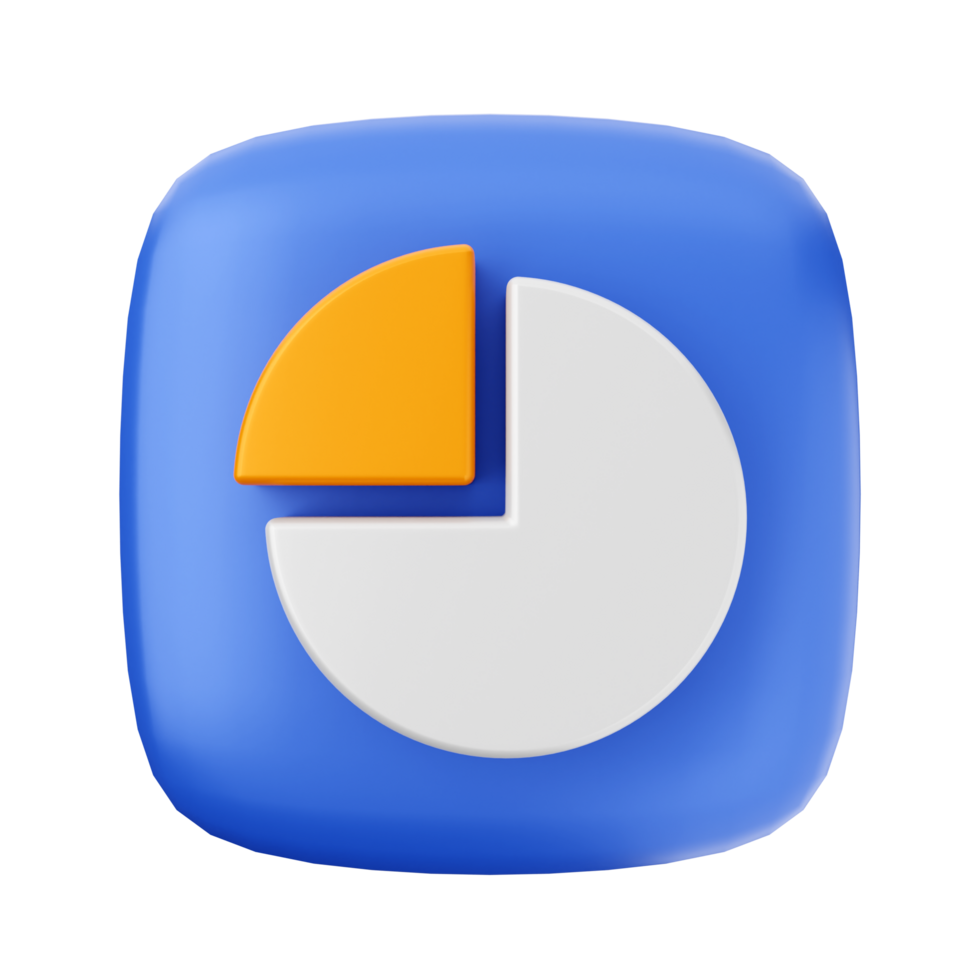 A blue and white icon with a pie chart png