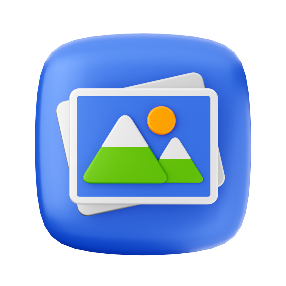 A blue square with a photo and a mountain png