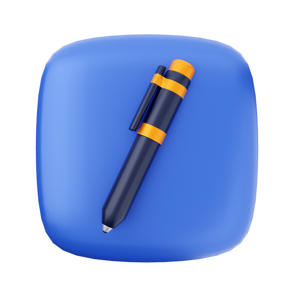 A blue and orange pen on a square button png