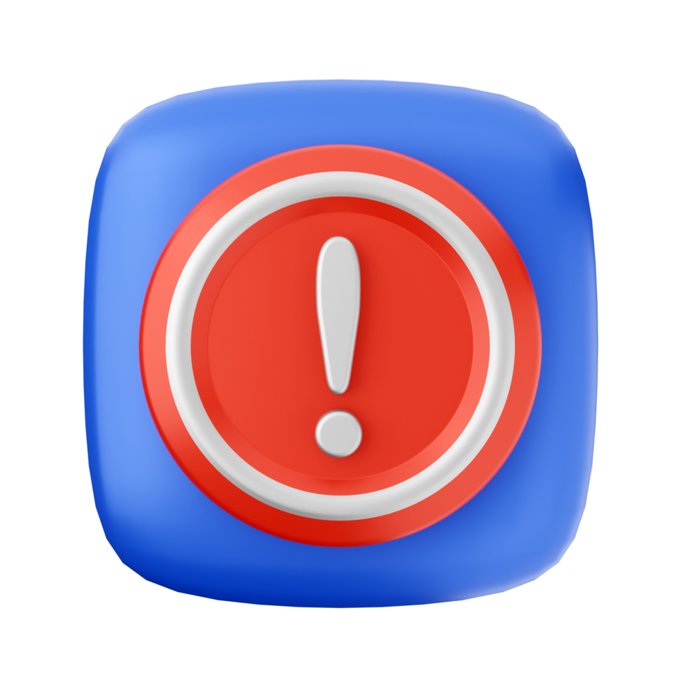 A red and blue icon with an exclamation sign png