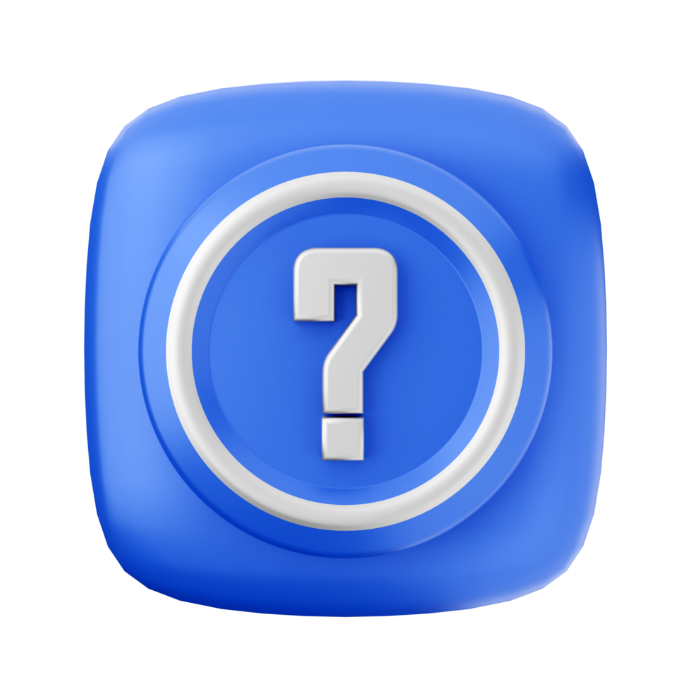 Question mark icon on a blue square button png