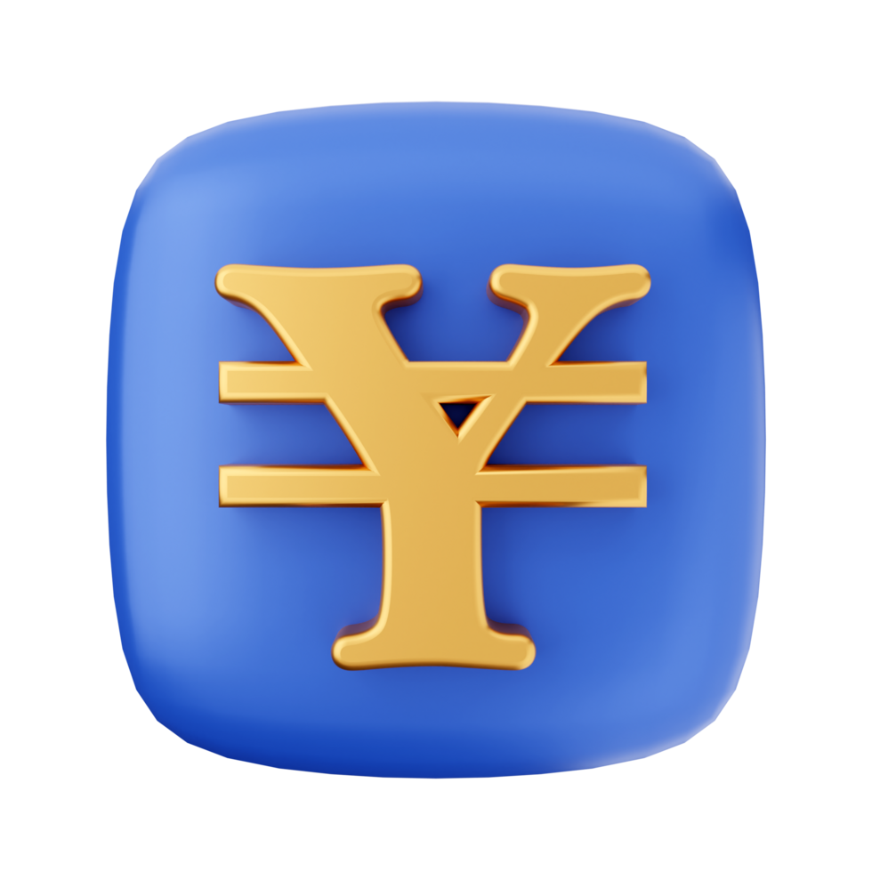 Yuan symbol on a blue square button png
