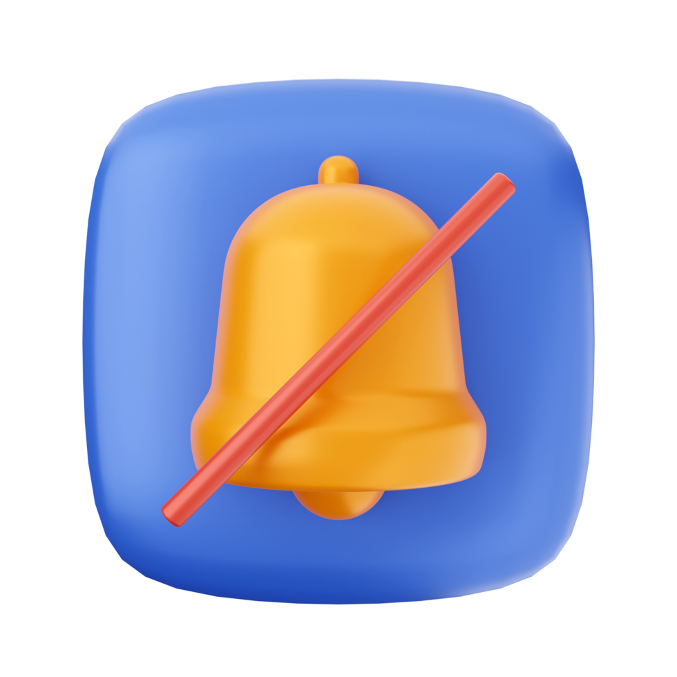 A blue and orange bell icon with a red stick png