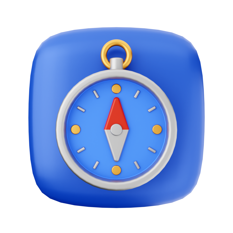 A blue square button with a compass icon png