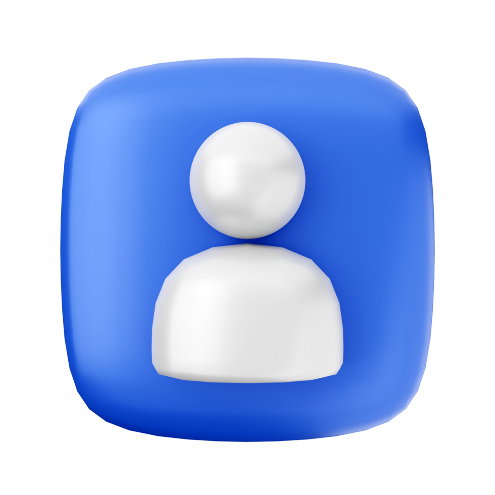 A blue and white icon with a person on it png