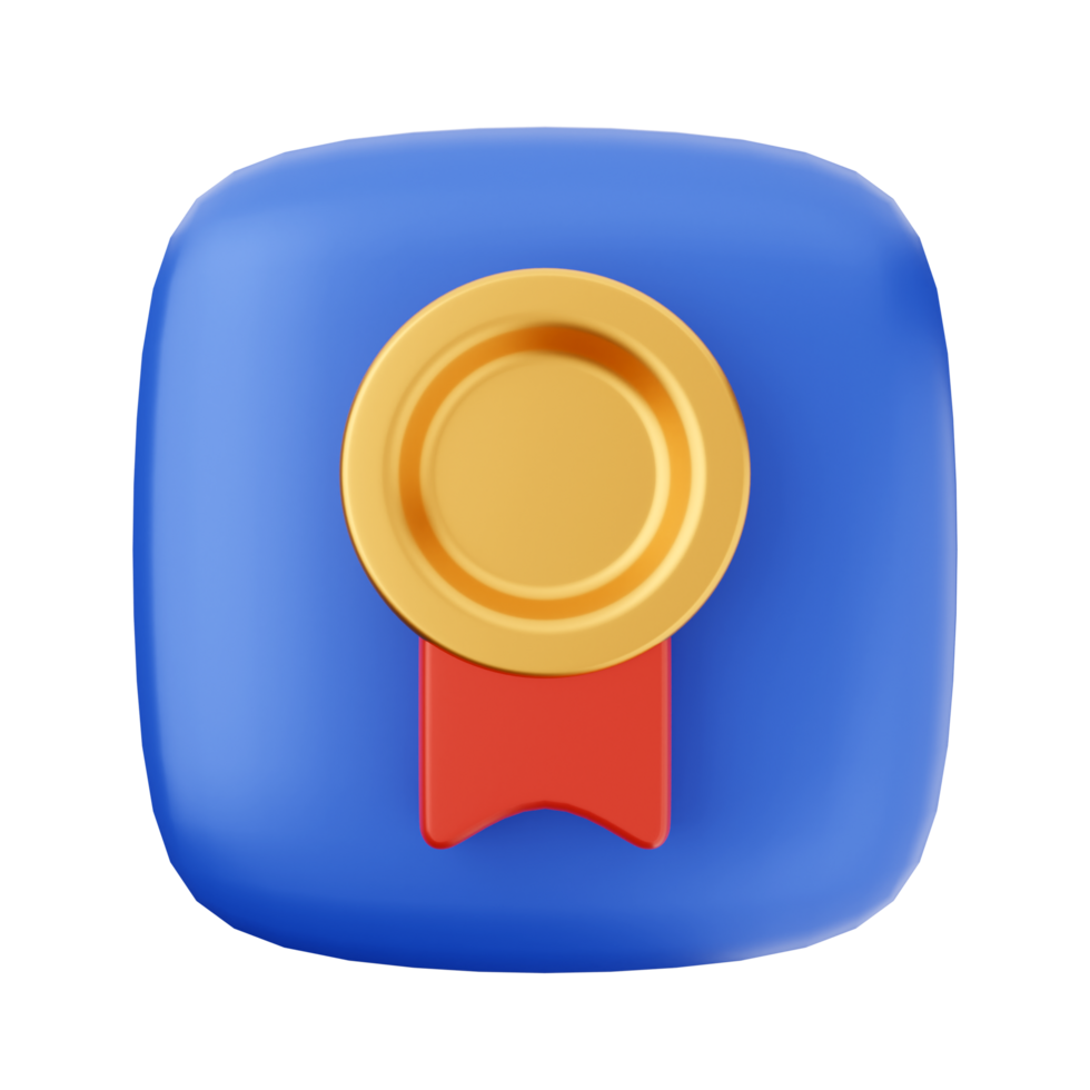 A blue button with a gold medal on it png