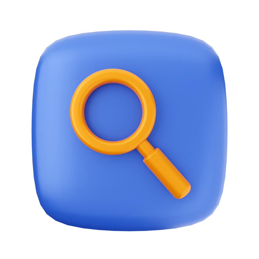 A blue and orange magnifying glass icon png