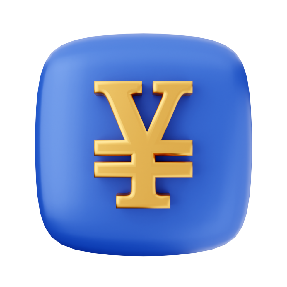 The yen symbol on a blue square png