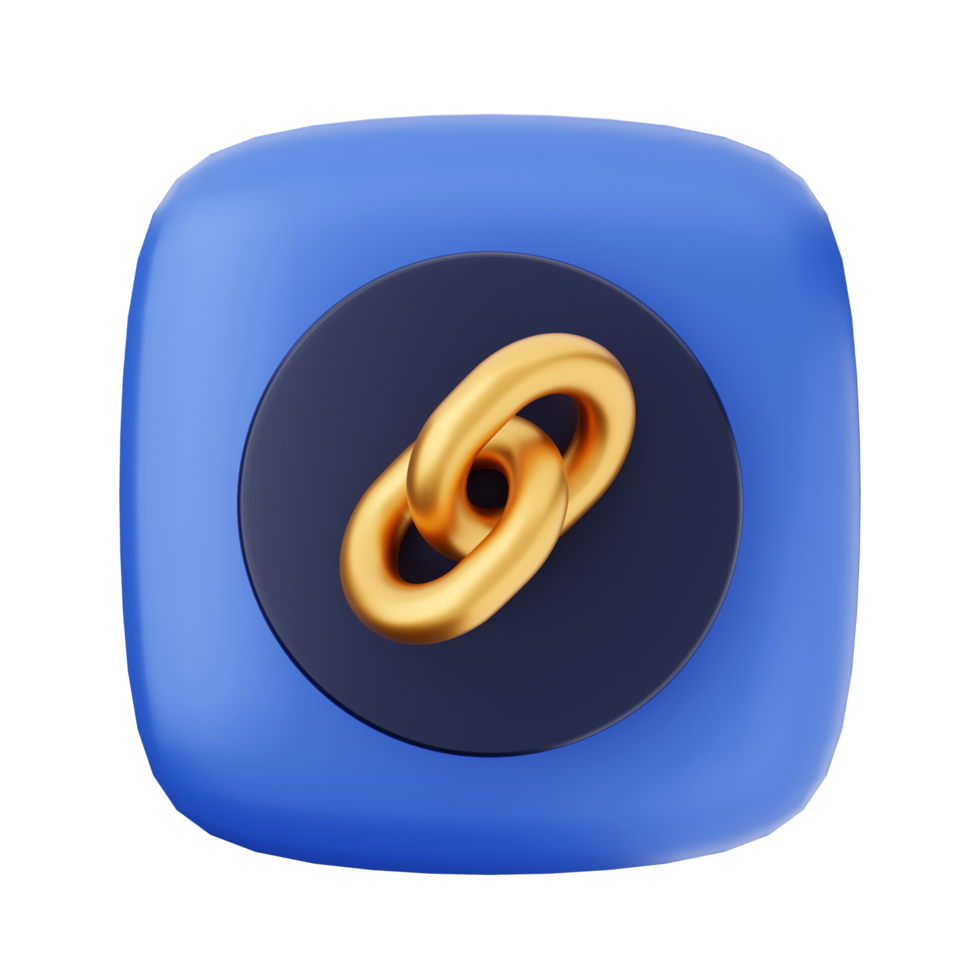 A blue and gold link icon on a black background png
