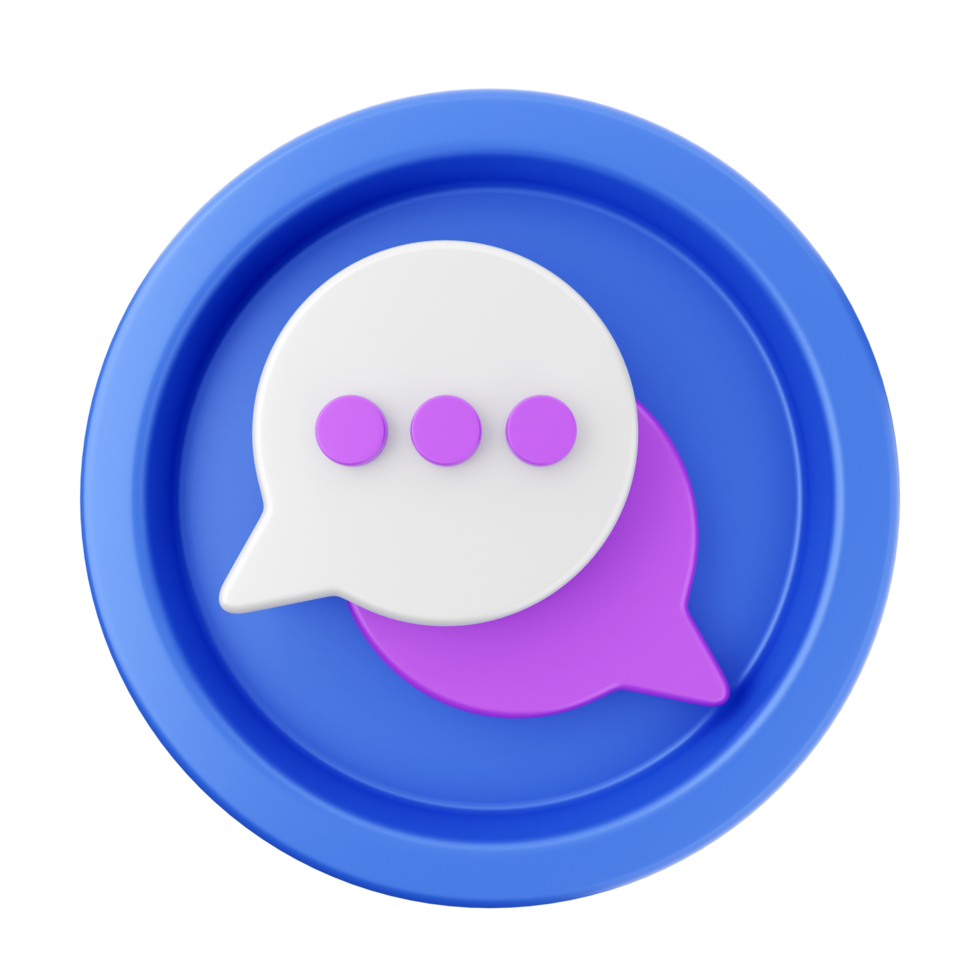 A blue and purple button with a speech bubble png