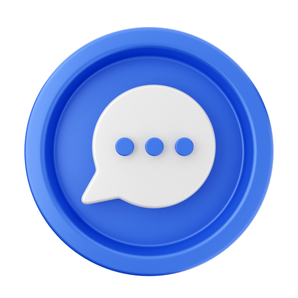 A blue button with a speech bubble on it png