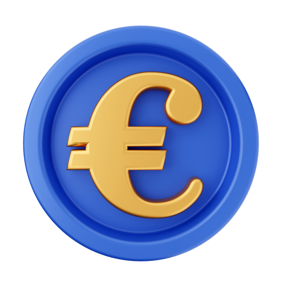 Euro sign icon on blue button png